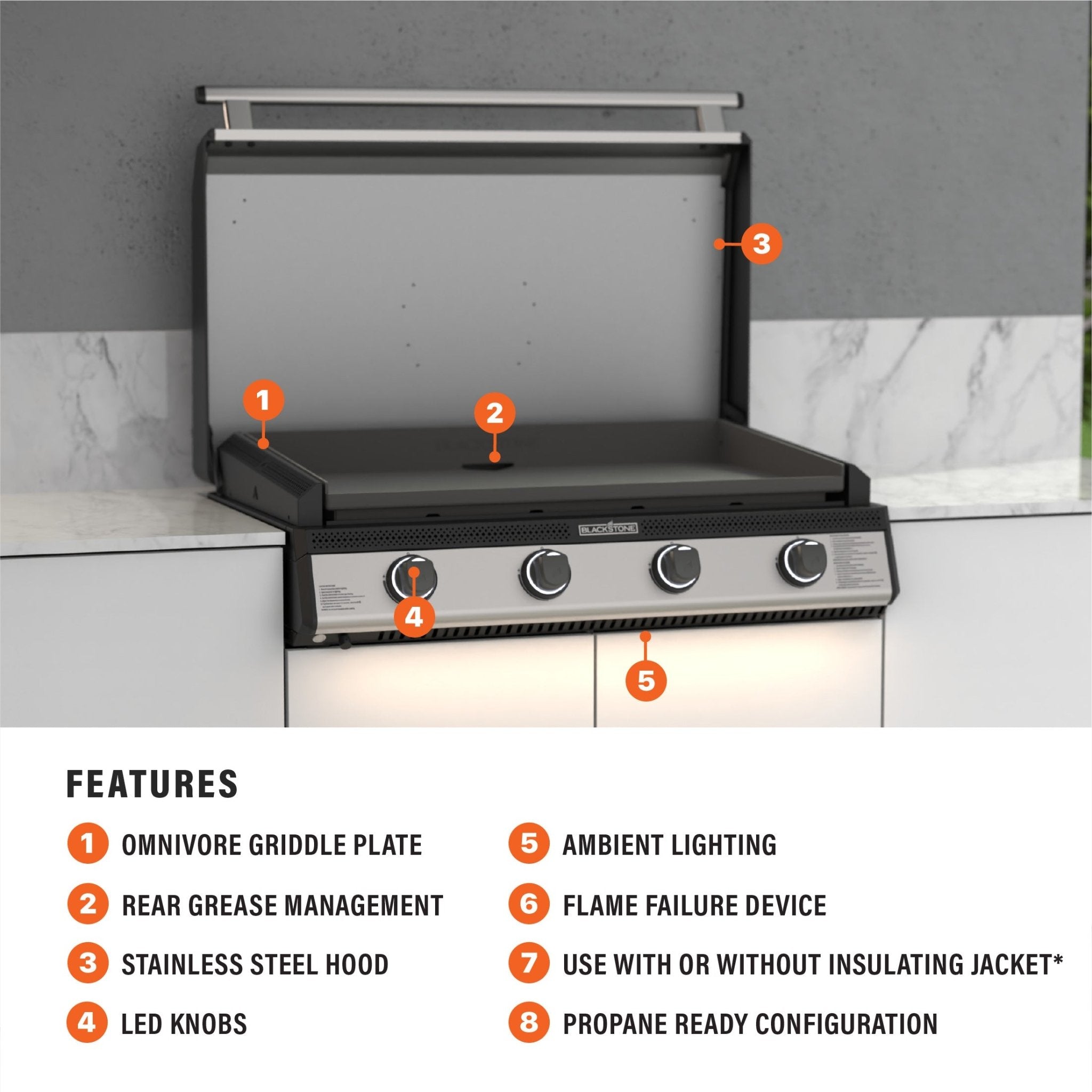 36" Drop-in Griddle with Hood