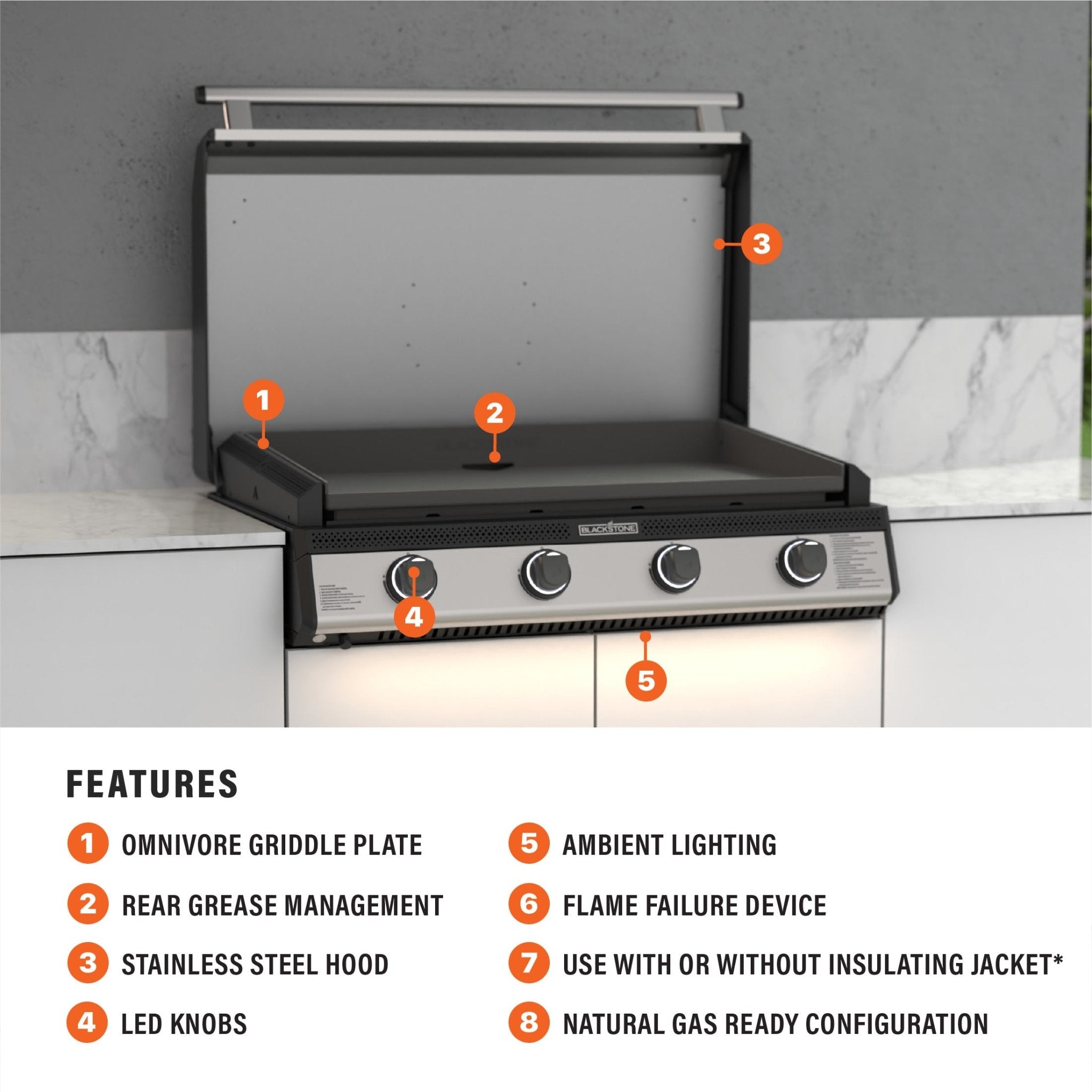 36" Drop-in Griddle with Hood (Natural Gas)